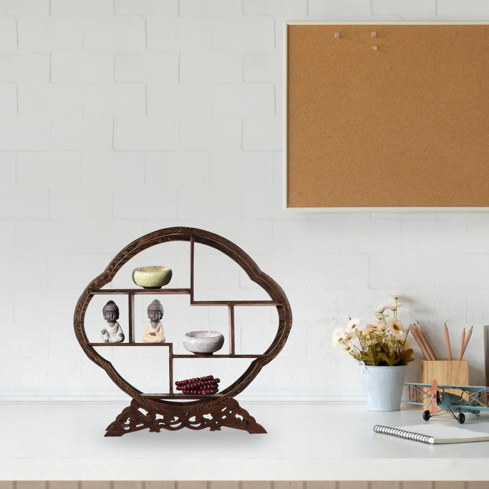Rosewood Solid Wood Shelf – Retro Vintage Crabapple-Shaped Display Stand for Living Room Decor