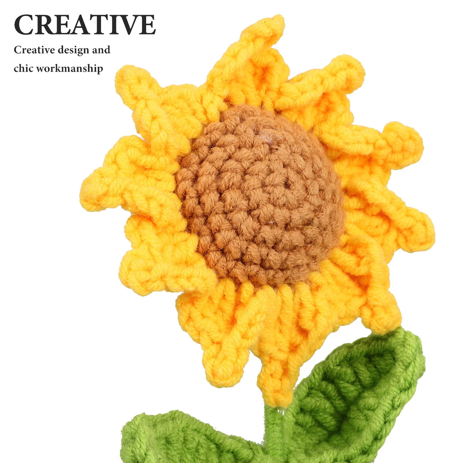 

Sunflower Knitting Bonsai Hand Woven Desktop Ornament Fake Potted Artificial Craft Simulated Flower Decor Decorative Potting