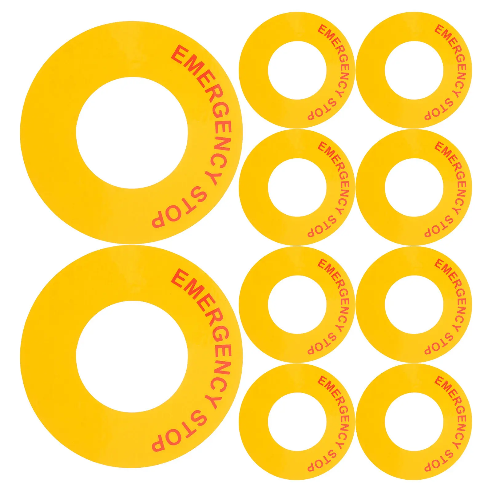 Emergency Stop Stickers 10Pcs Self Adhesive Industrial Equipment Labels for Machinery Control Panel Safety