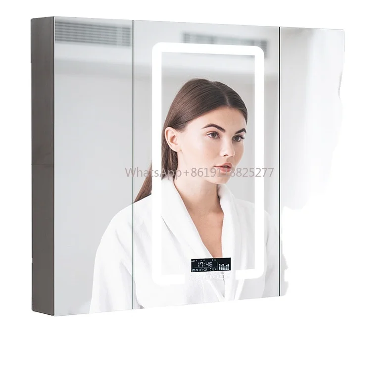 Cabinet Storage Stainless Steel Mirror Cabinets Fashion Modern Type Wall Mounted Bathroom Led Mirror