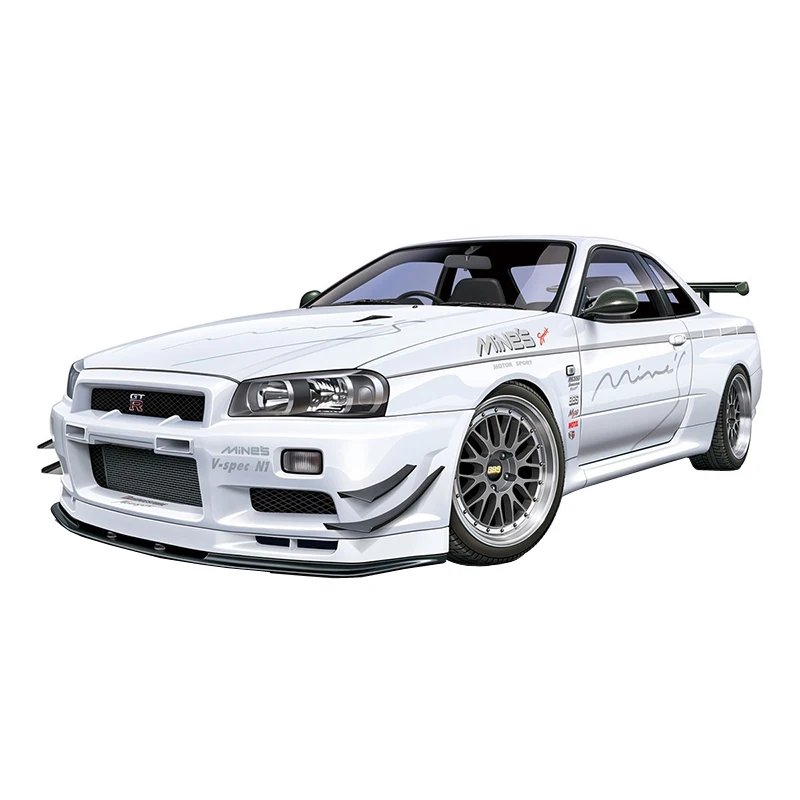 plastic assembled car model Aoshima-05986 1/24 Mine's BNR34 SKYLINE GT-R 2002 car model kit