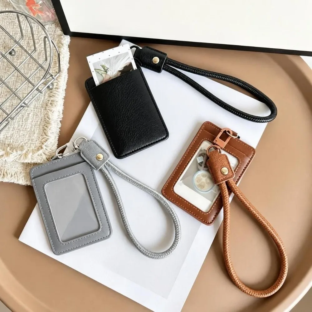 New PU Leather Photcard Holders with Lanyard 3 Inch ID Card Case Card Display Keychain Photo Frame Pendant Bag Decoration