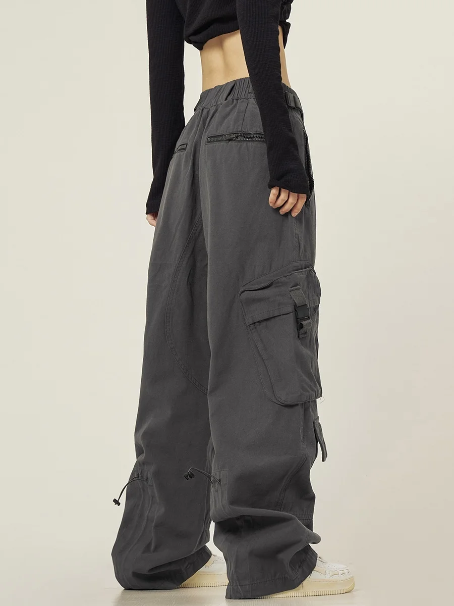 American street multi pocket functional overalls for men and women ins trendy high street minority loose wide leg casual