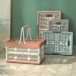 1pc Foldable Pastel Storage Basket  Large Foldable Storage Box with Handle for Kitchen, Living Room, and Desktop Organization