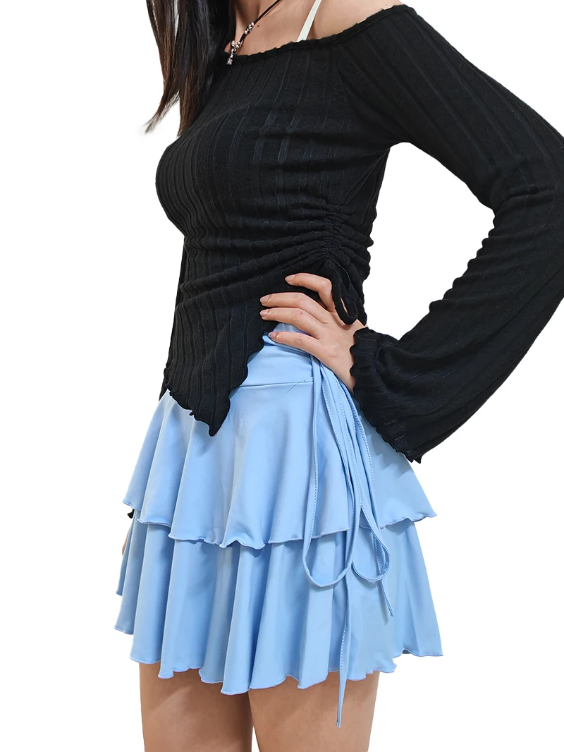 Y2k Neuer Einfarbiger Rock Damen Sommer Mode Outdoor Vielseitig Hohe Taille Schlanke Passform Elastische Taille Minirock Kurz – Detail 3
