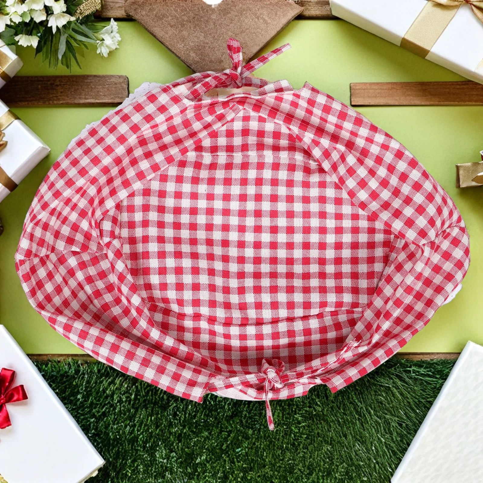 

Washable Fabric Liner For Wicker Wire Baskets Boho Farmhouse Style Picnic Basket Insert Storage Basket Liners