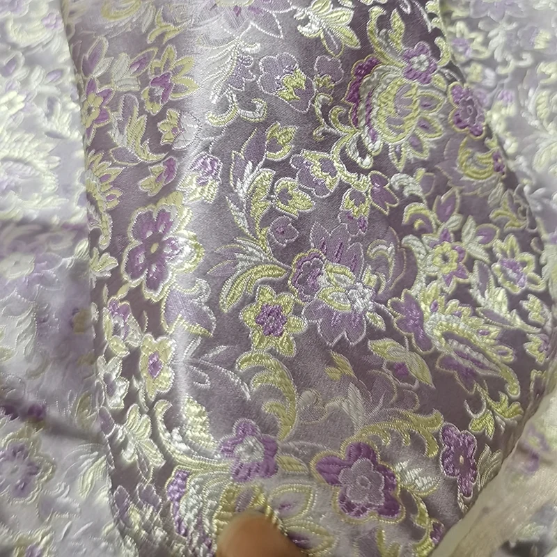 new arrival yarn dyed brocade purple smile flower fabric for patchwork felt tissue telas dress bed sheet cos play 100x75cm