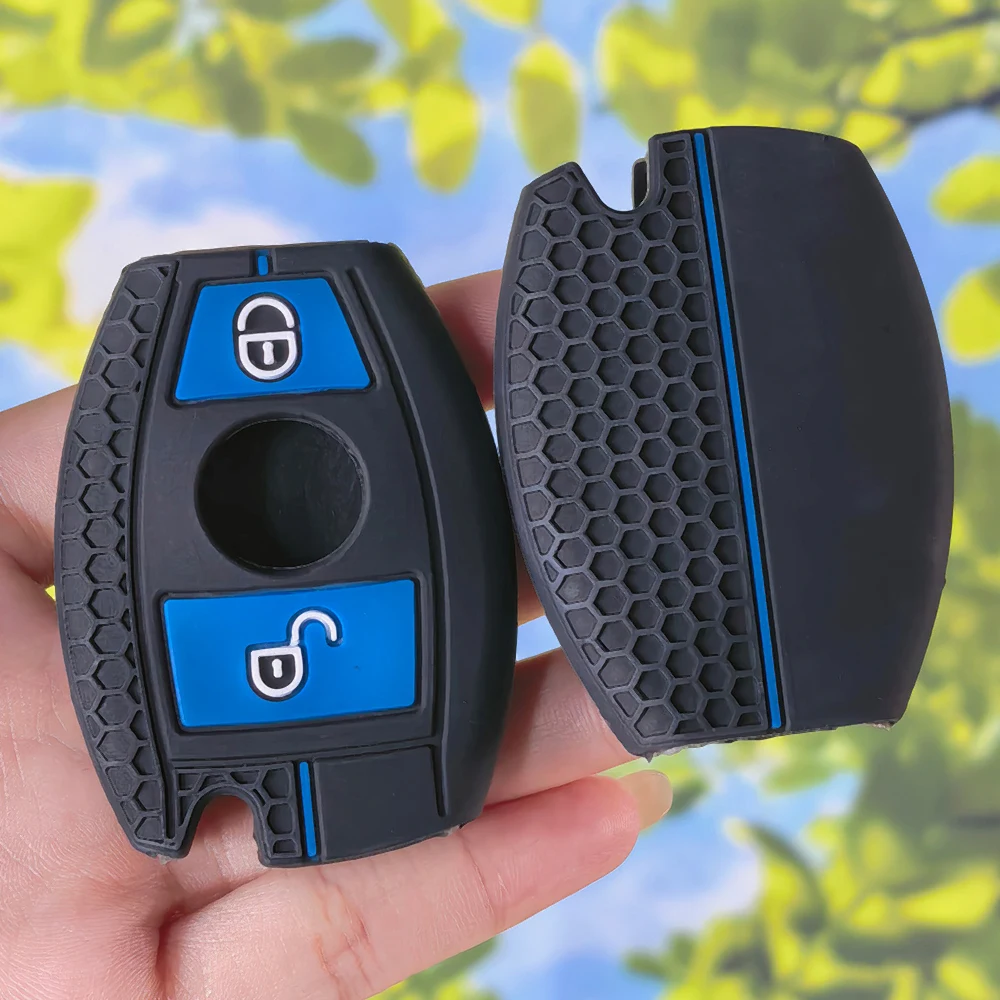Honeycomb Anti-slip Silicone 2 Buttons Car Key Fob Cover For Mercedes Benz A B G GLA GLC GLK W176 W246 W463 X156 X253 C253 X204