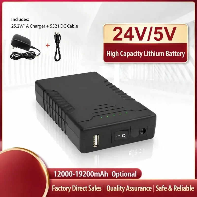 24V Lithium Battery Pack for Power Strip Audio Water Pump Motor 6S 5V Spare Battery Large Capacity Small Volume