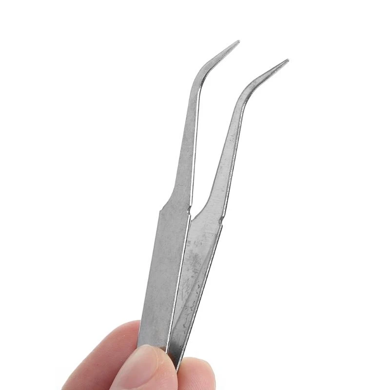 Eyelash Extension Tweezers Straight and Curved Tip Stainless Steel Tweezers Nippers Lash Tweezers for Stick Drill Tool