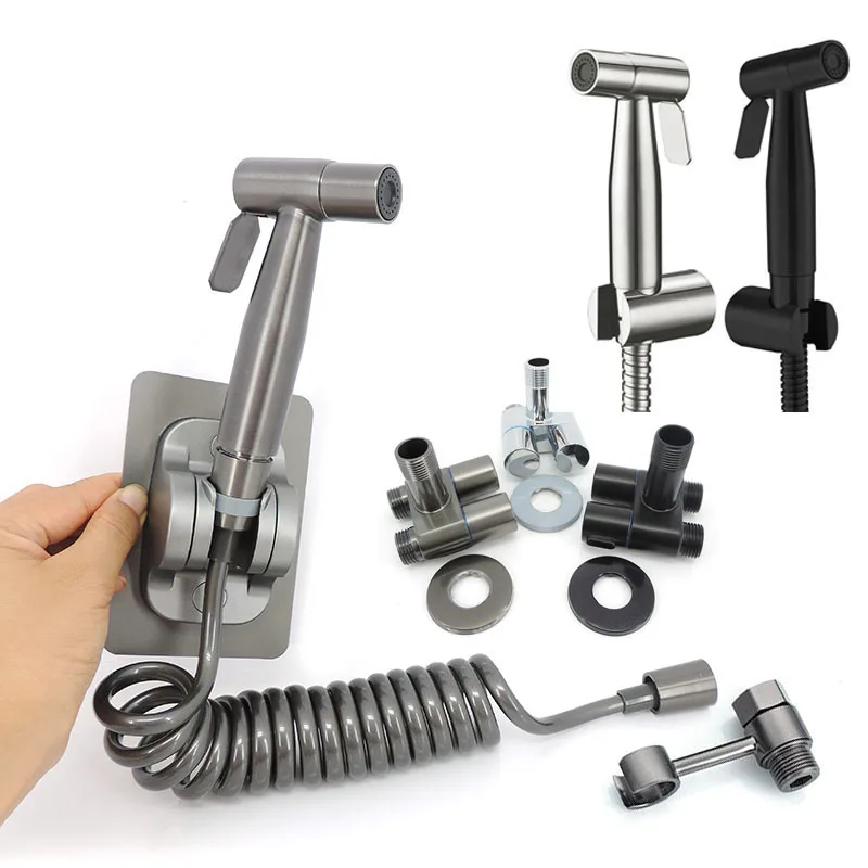 304 stainless Steel dark grey black silver Bidet Sprayer wash faucet Bathroom Toilet kit water shower Heads Handheld wc Clean s1