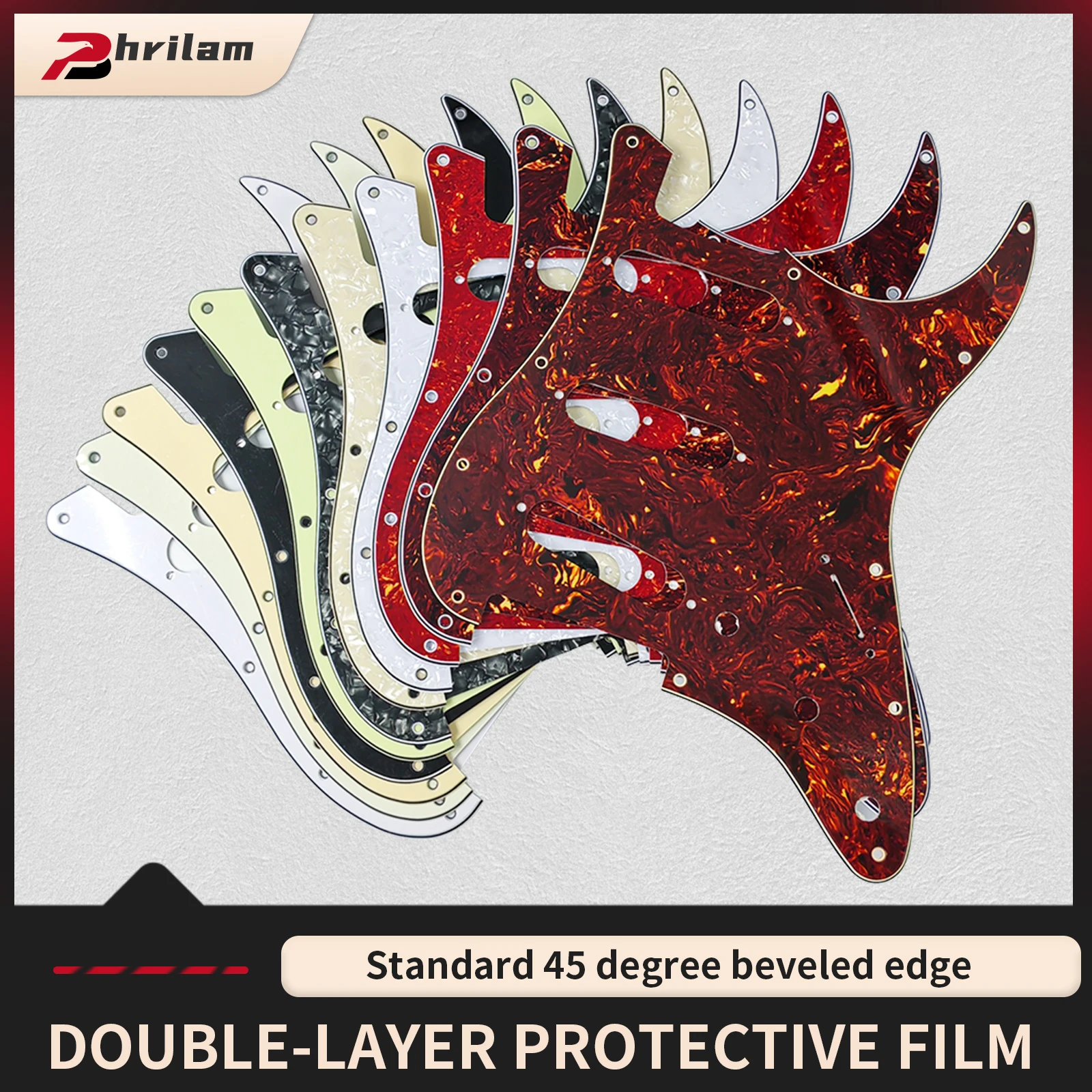 PHRILM SSS11hole ST electric guitar guard,3LayerStratocasterPickguard with Aluminum Foil Shield - Fits American/Mexican Standard