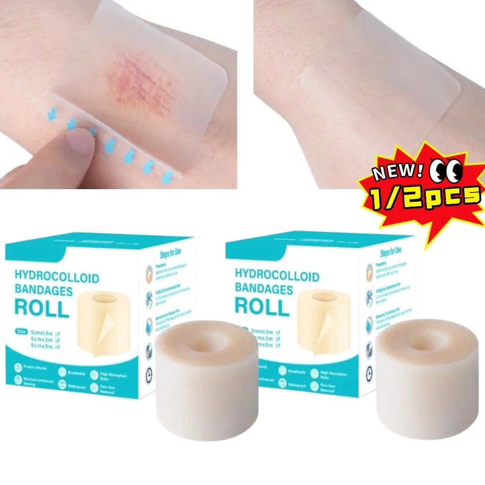 

1/2 рулона гидроколлоидной повязки для эффективного ухода за ранами, мягкая водонепроницаемая самоклеящаяся невидимая лента для покрытия шрамов