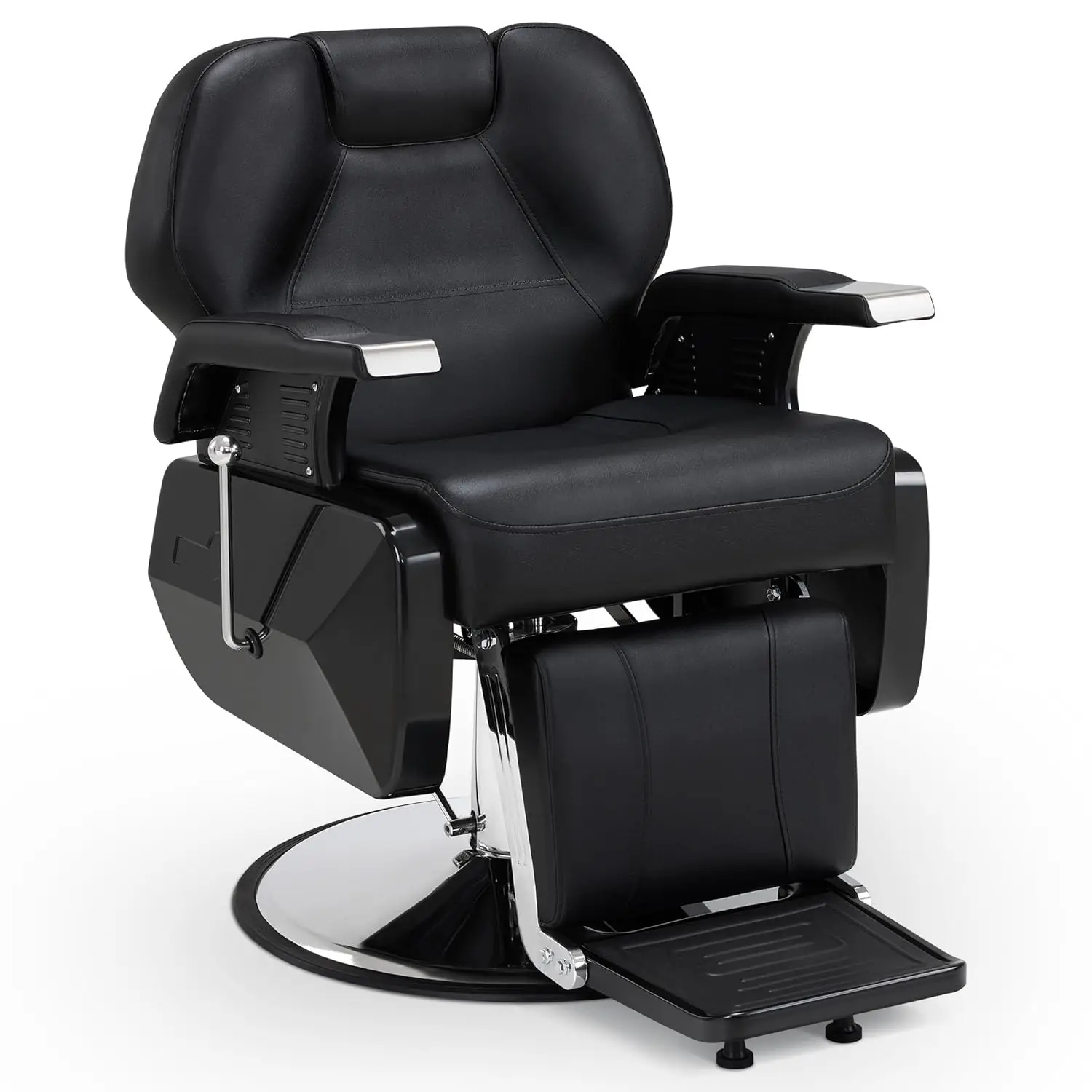 Heavy Duty Reclining Barber Chair, All Purpose Hydraulic Salon Chairs for Hair Stylist, Barbershop Salon Tattoo (Black)