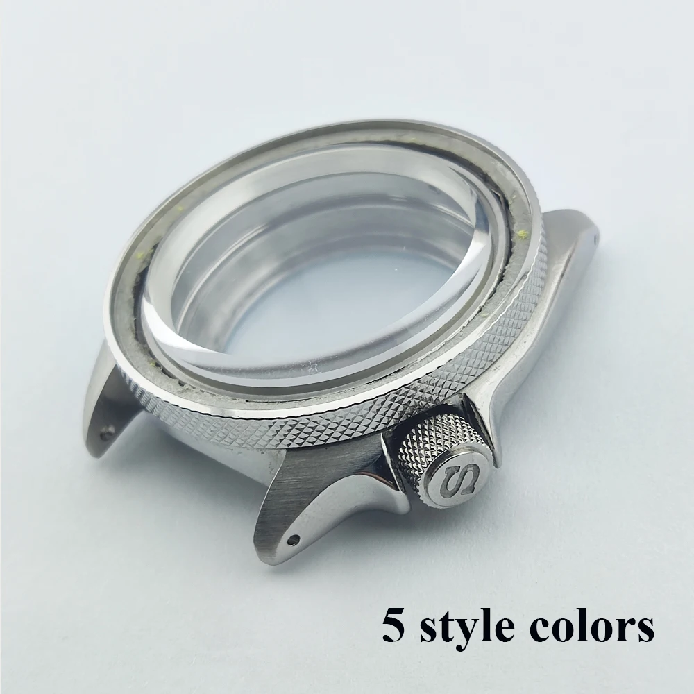 Watch Case 40mm NH35 Case SKX007 Watch Parts Screw In Crown Flat Sapphire Glass Stainless Steel Case Fit NH35/NH36 Movement