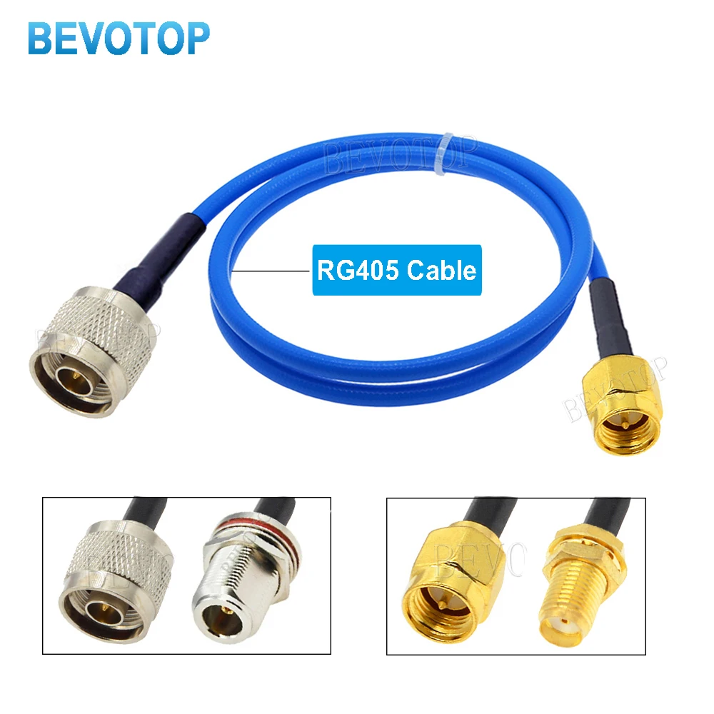 1PCS RG-405 Blue N Male to SMA Male/Female Straight RF Coaxial Pigtail Cable RG405 Extension Jumper Adapter