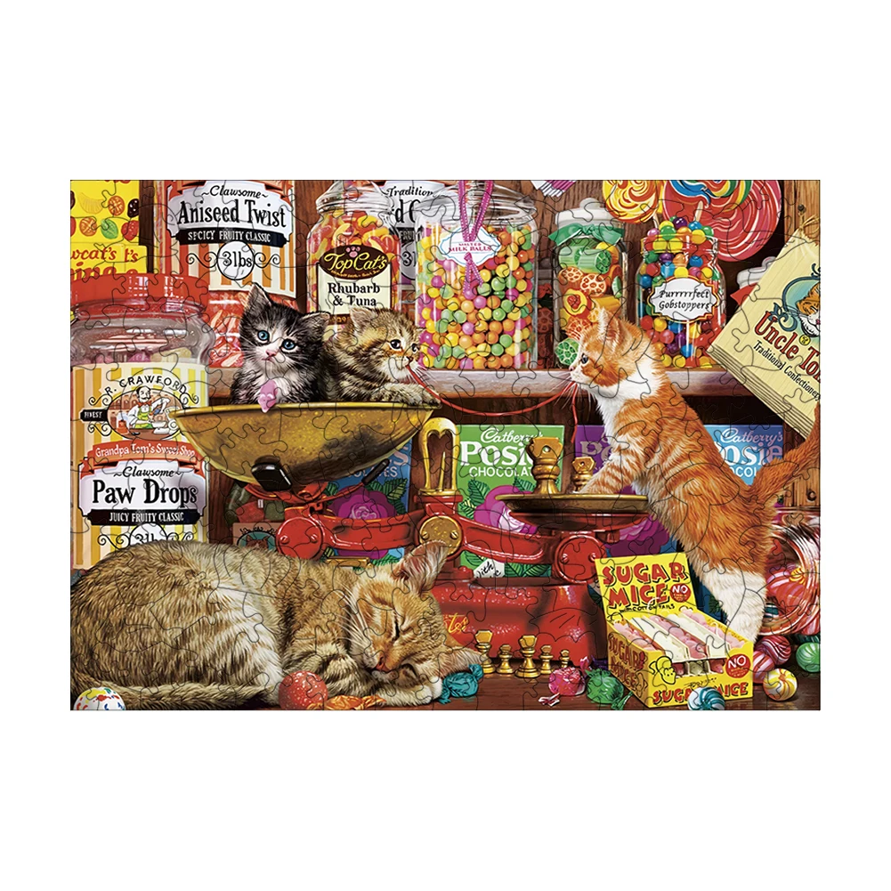 Cats Games Child 3d Puzzle for Kid Toys Animal Wooden Puzzles for Adults Brain Teaser Model Toys and Hobbies Building Blocks Diy