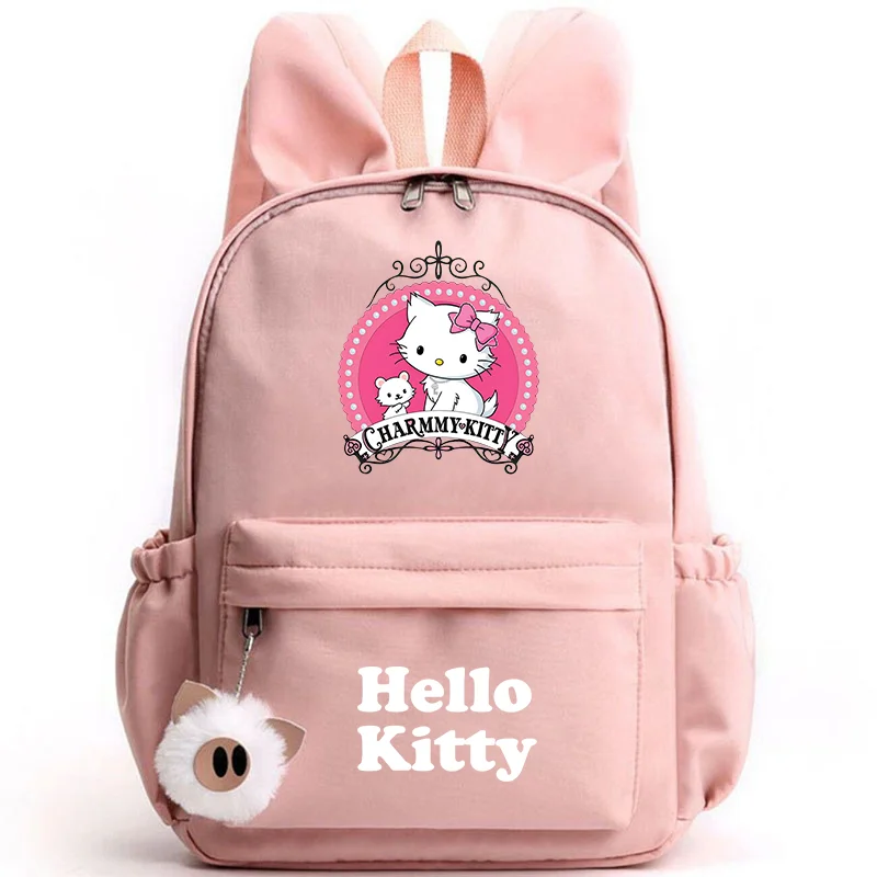 Рюкзак Hello Kitty для девочек, мальчиков, студентов, подростков, Женский Повседневный портативный дорожный милый рюкзак для ноутбука с кроличьими ушками