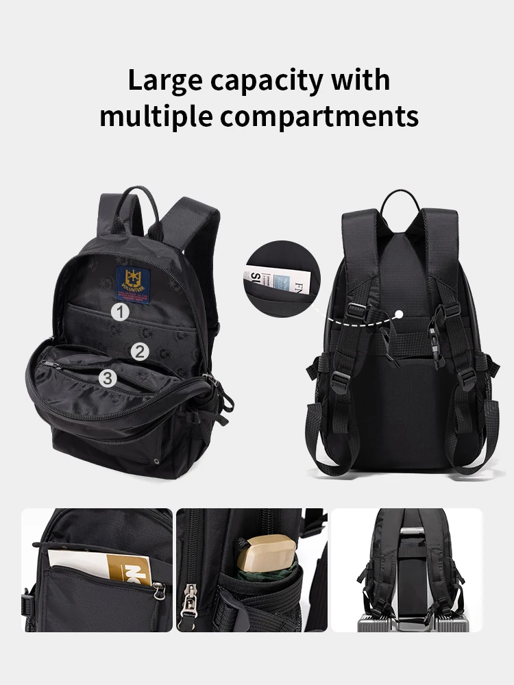 VOLUNTEER 30L School Backpacks Men Casual Simple Oxford Cloth Waterproof Travel Black 15-inch Laptop Backpack Man 1886-09