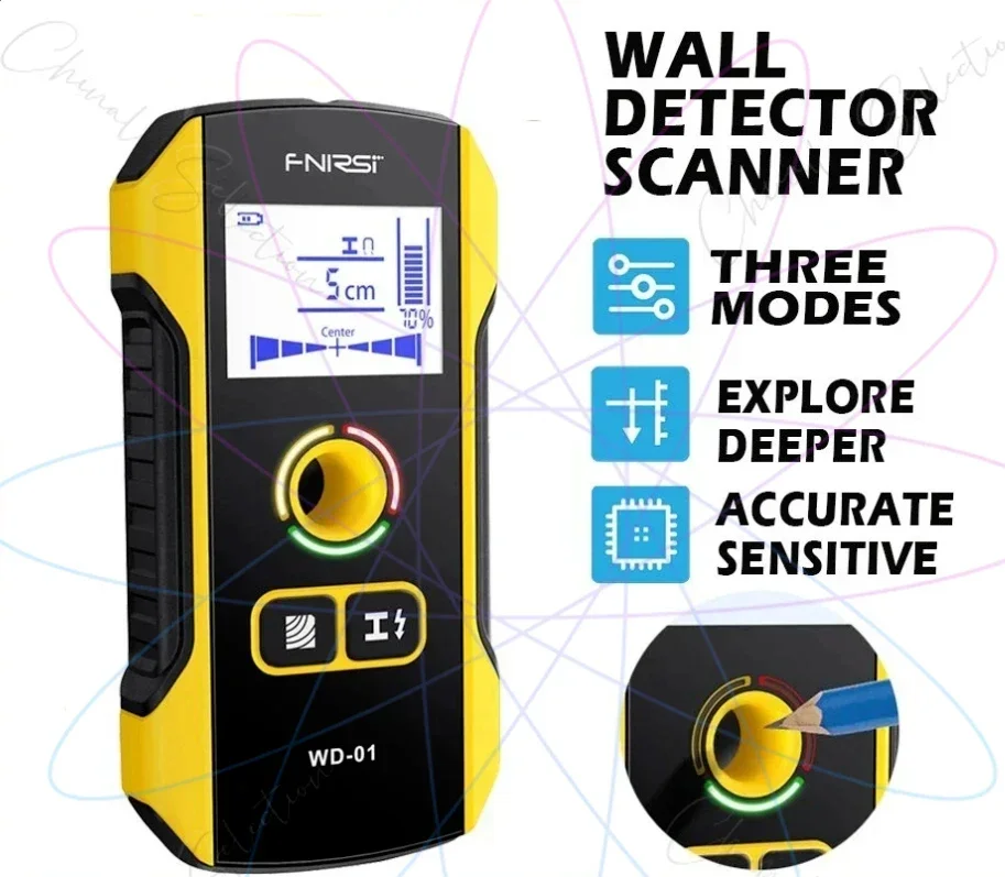 FNIRSI WD-01 WD-02 Metal Detector Wall Scanner with Newly Designed Positioning Hole for AC Live Cable Wires Metal Wood Stud Find