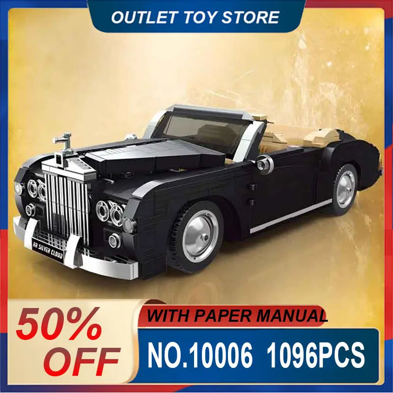 Mould King 10006 Vintage Black Retro Car Building Blocks Bricks, DIY Interlocking Model, Elegant Birthday Gift for Enthusiasts