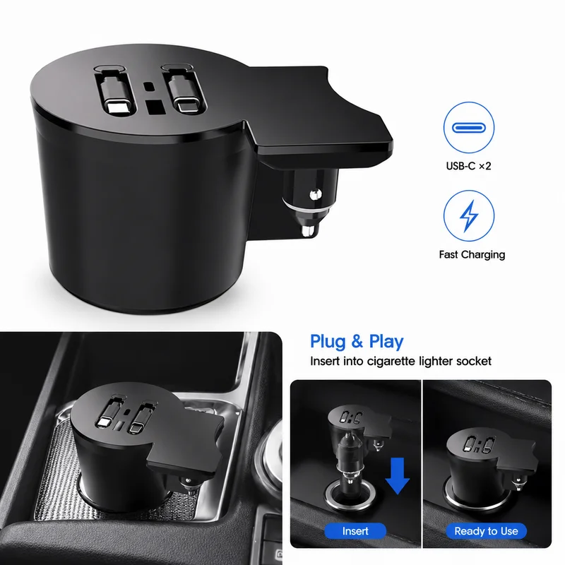 For BMW X3 iX3 X4 3 Series Multi-function USB Charger Hub & Dock Cigarette Lighter SuperFast Charging Car Accessory