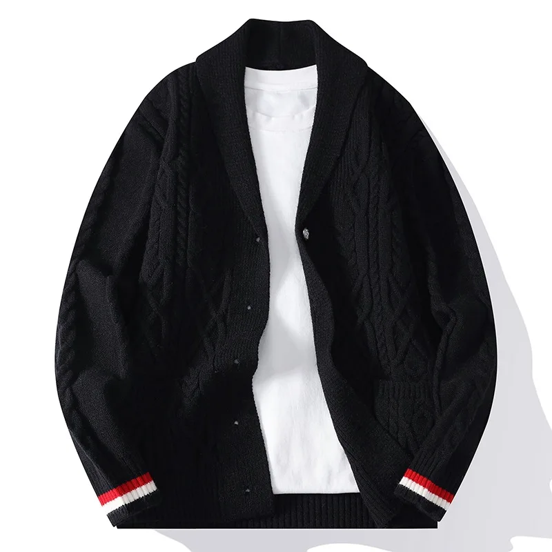 سترة محبوكة جديدة للرجال، سترة صوفية عصرية لخريف وشتاء 2025، معطف رجالي فضفاض وغير رسمي