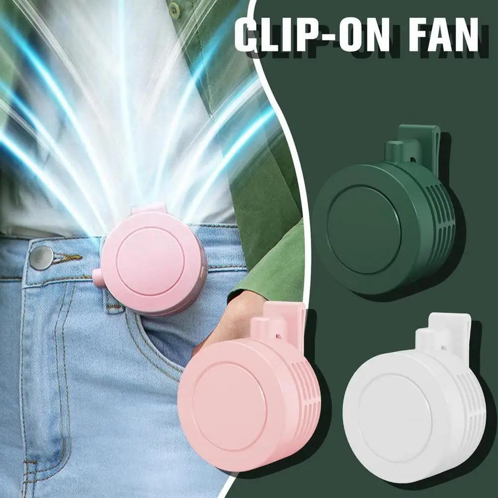 Clip-On USB Mini-Ventilator mit 3 Geschwindigkeiten und blattlosem Design, 360° °   Einstellbar, extrem leise, 30 dB |   Tragbarer Hüft-/Taschenclip-Ventilator für Sommerkühlung