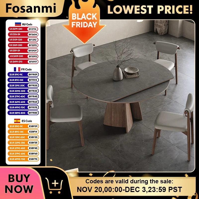 

Modern Extendable Transformable Home Dining Table Space-Saving Scalable Restaurant Round Tables Luxury Kitchen Dining Room Table