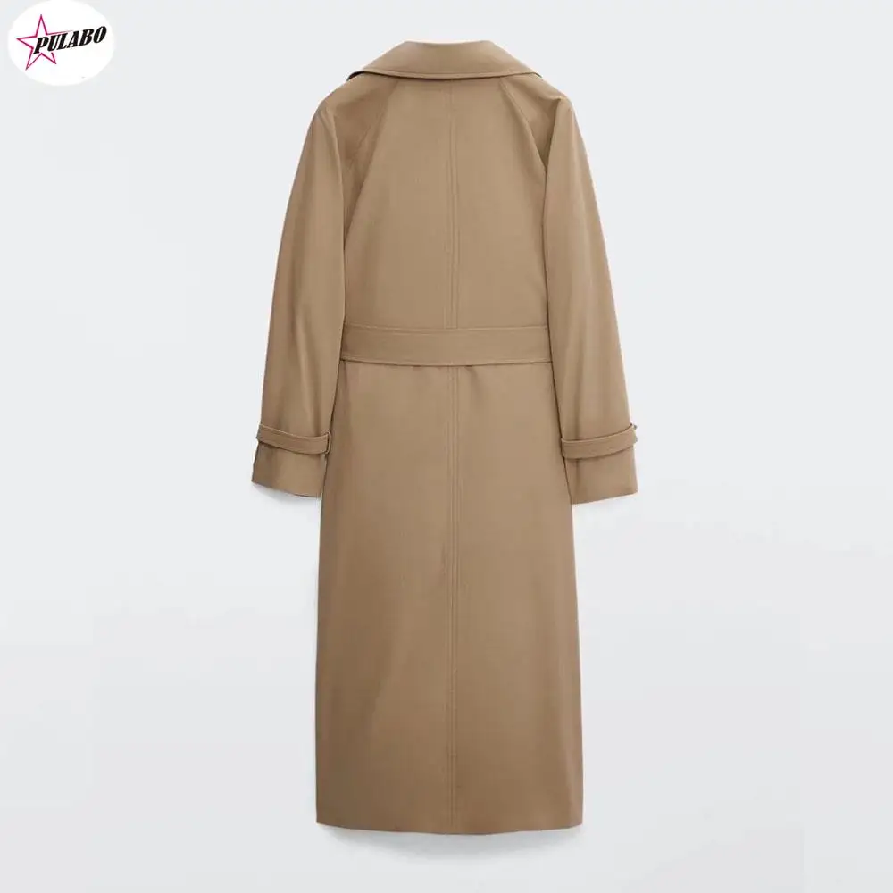 PULABO WOMAN Autumn y2k Women's Clothing Retro Casual Loose Double-breasted Fashion Overknee Trench Coat