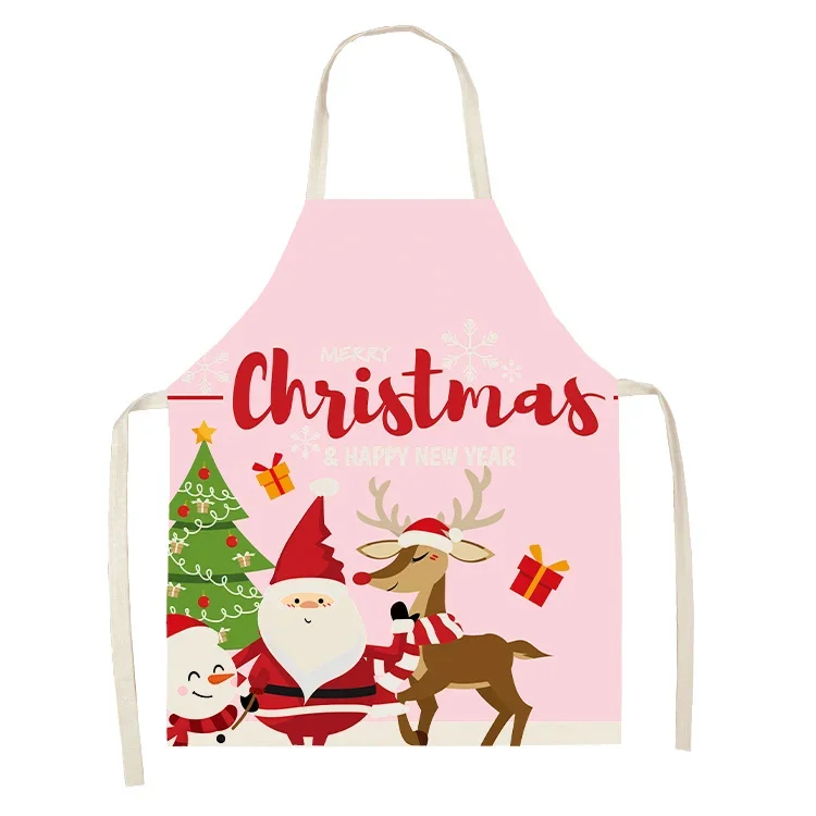 Kitchen Apron Sleeveless Cartoon Father Christmas Apron Men's and Women's Household Cleaning Tools Anti-dirty Children's Apron