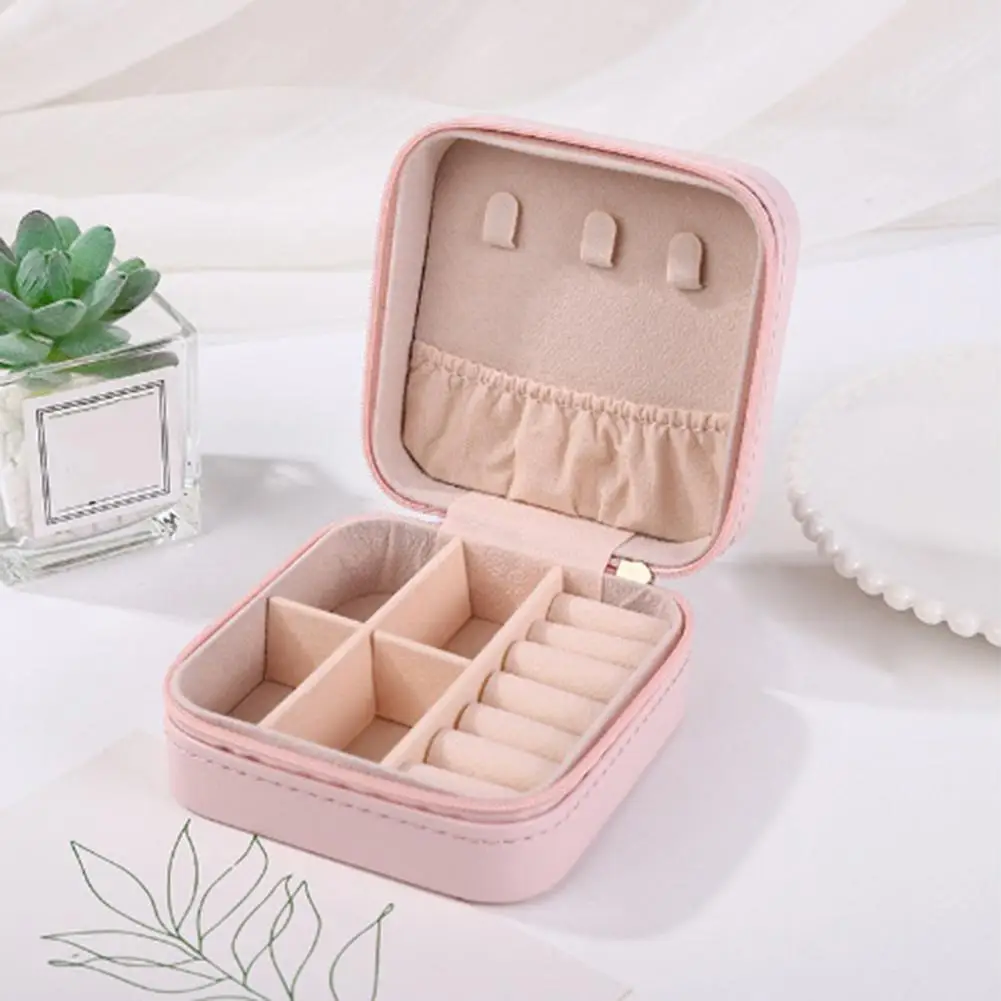 Portable Travel Jewelry Organizer Box para Mulheres, Estojo de Armazenamento Compacto para Meninas, Brincos Colares Anéis Pulseiras