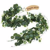 1pc Artificial Eucalyptus Leaves Greenery Garland Faux Plant Spring Vines with White Flowers Berries for Wedding Home Party Deco