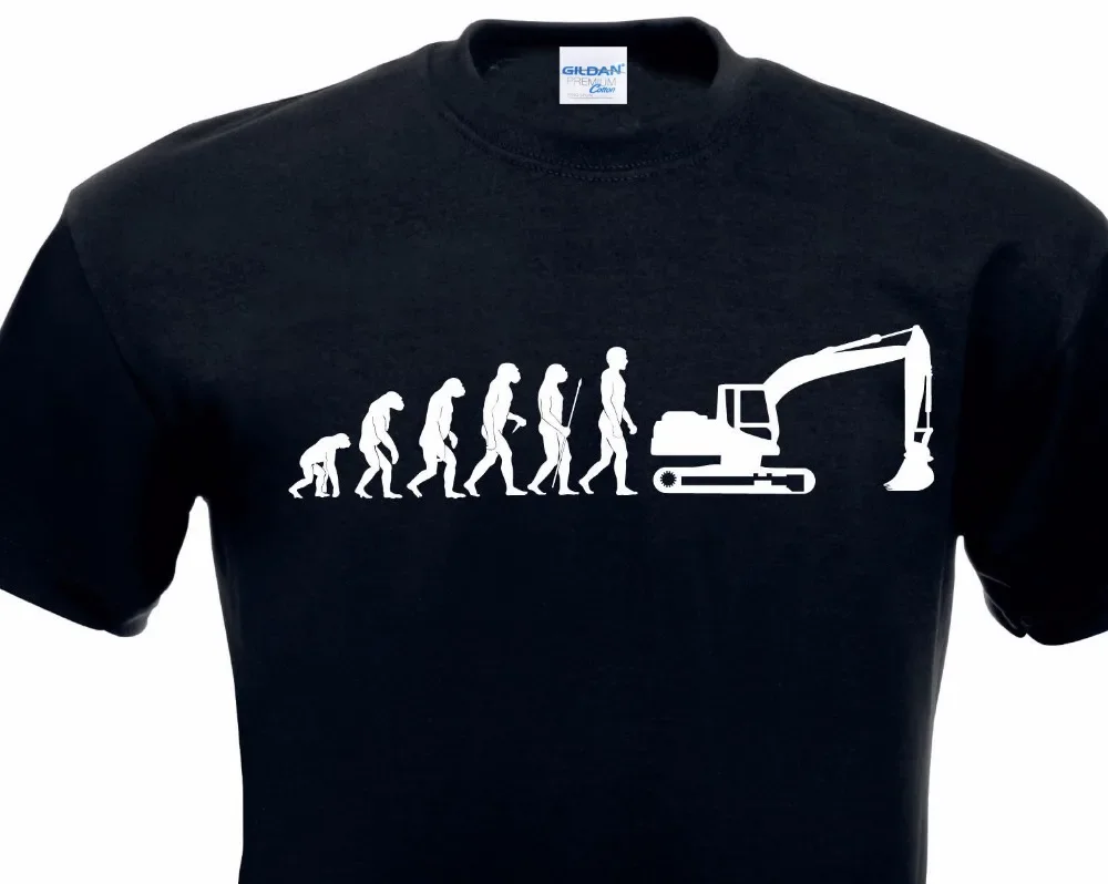 O-Neck T Shirt Evolution T-Shirt Excavator Construction Vehicle Machine  Construction Worker Hobby Tee Shirt Digital Printing