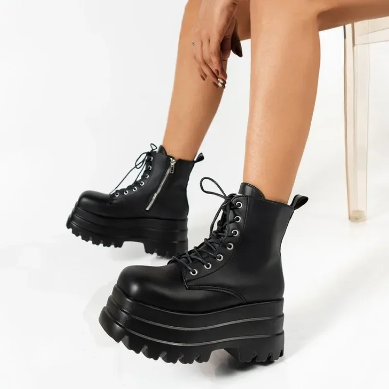 Women Boots Gothic Chunky Platform Motorcycle Boots Women  New Autumn Winter Shoes Punk Thick Bottom Fashion Ankle