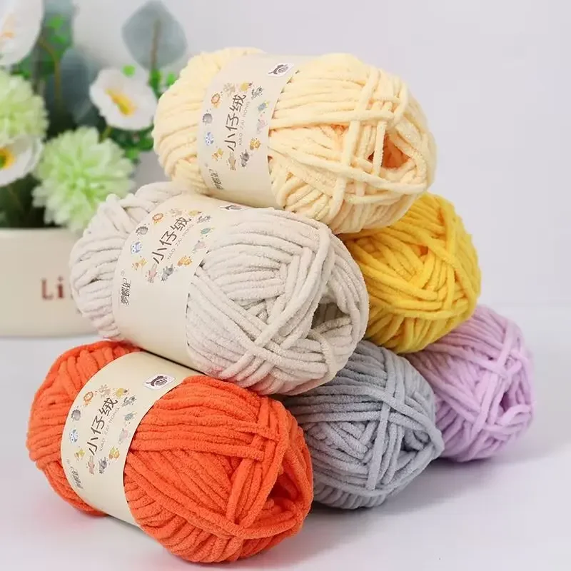 1Pc 50g Hand Knitting Velvet Yarn Thick Polyester Crocheting Yarn Knit Scarf Hat Blanket Chenille Yarn Crocheting Amigurumi