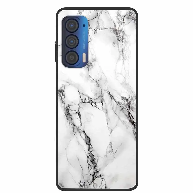 For Moto Edge 2021 2022 2023 Case Silicone Soft Flower Marble TPU Black Phone Covers for Motorola Moto Edge 2021 Protective Bag