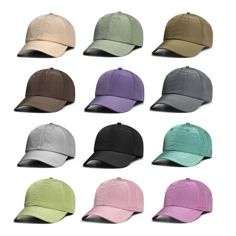 Customizable Quick Dry Grid Baseball Cap Adjustable Casual Outdoor Hat