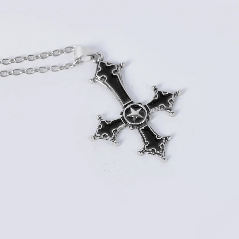 Pascua Halloween cosplay sexy monja cruzada disfraz juego uniforme juego de rol vestido largo negro con velo collar chal conjunto completo