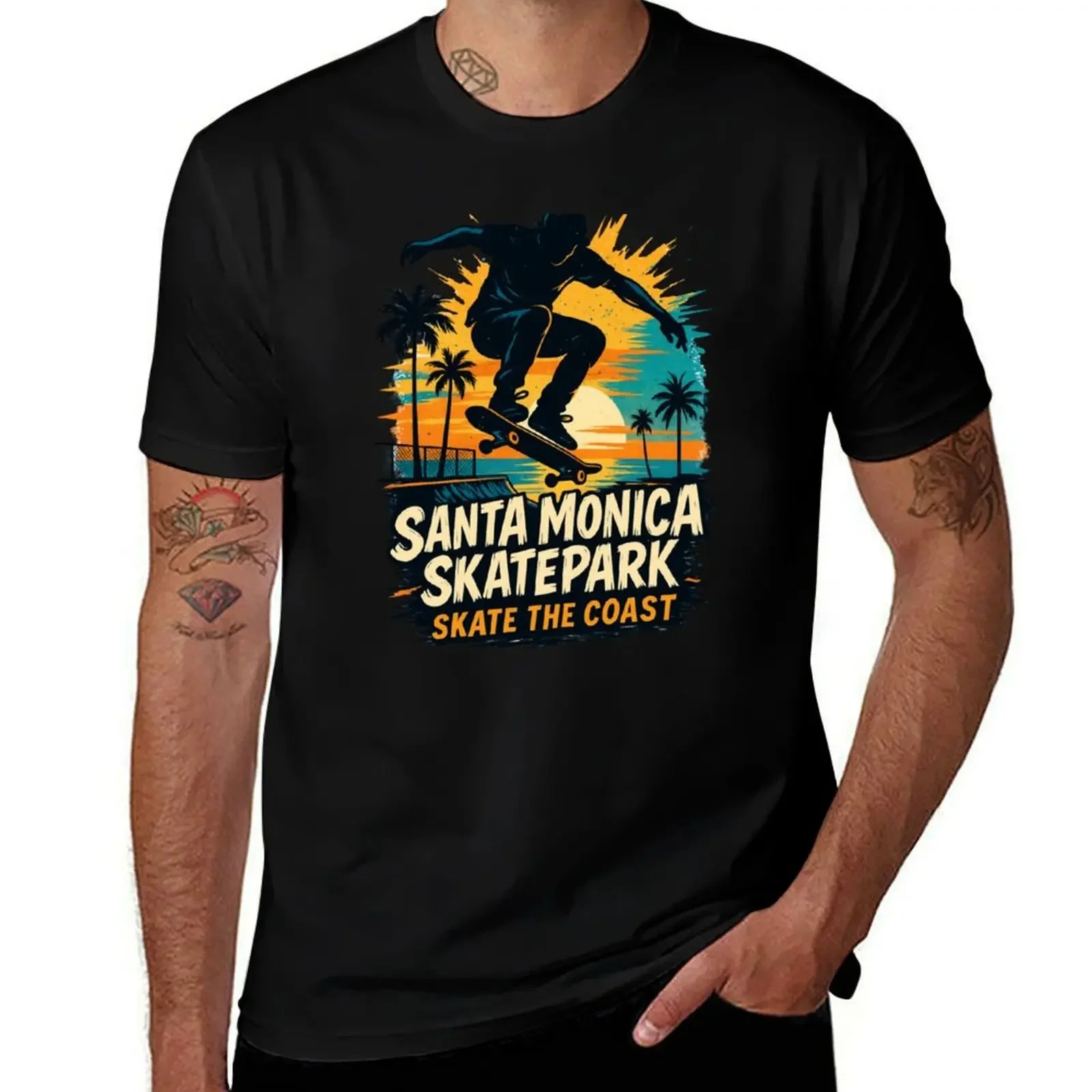 

Santa Monica Skatepark Skate The Coast Series STC06 T-Shirt plain mens t shirt