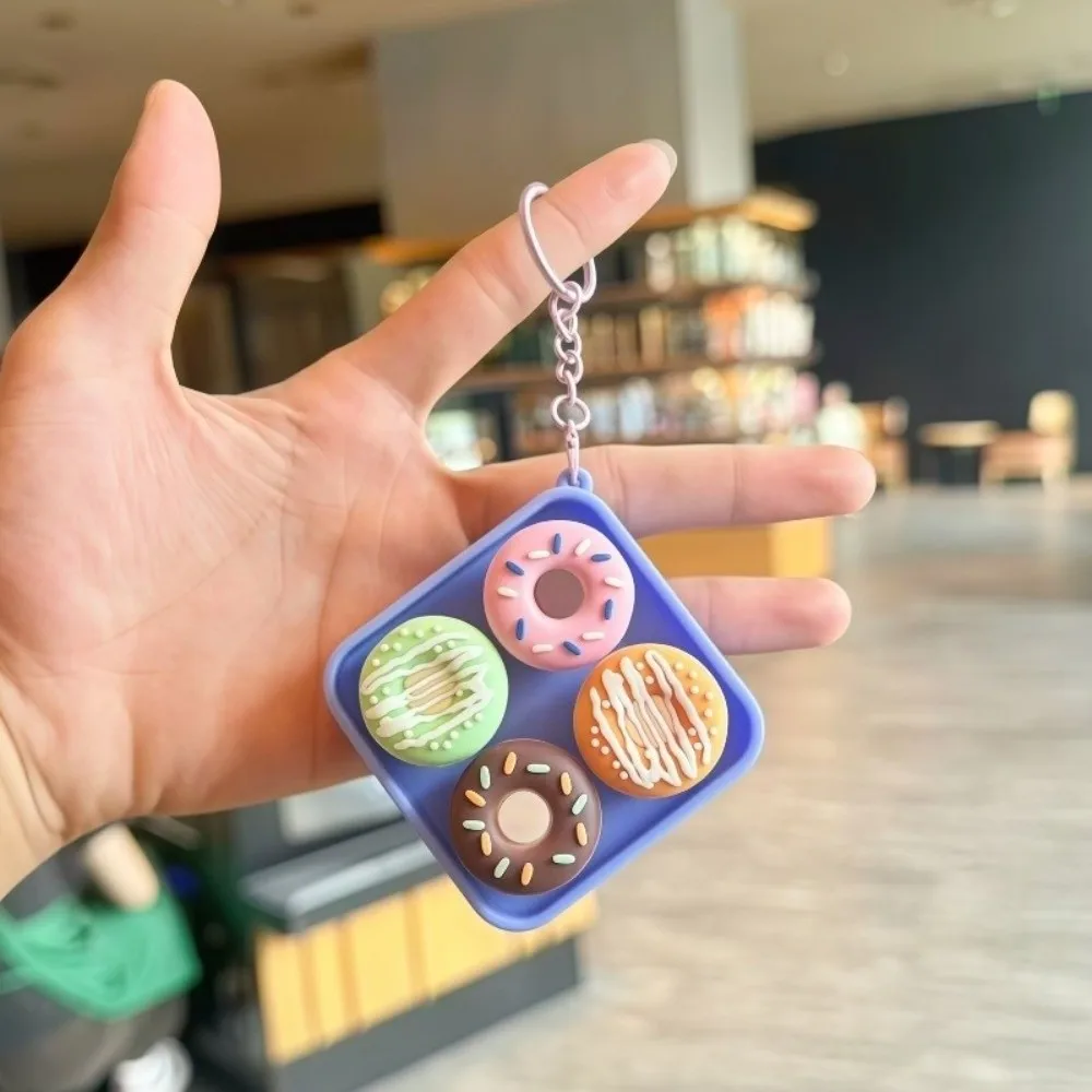 Reduce Pressure Keychain Food Clicker Keychain Egg Pizza Finger Button Keychain Clicker Cartoon Calming Keychain Reduce Pressure