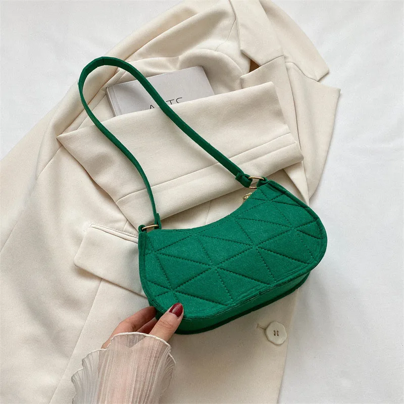 Fashion Women Shoulder Bag Mini Handbags Luxury Felt Flap Underarm Bags Female Large Capacity Casual Crossobdy Clutch