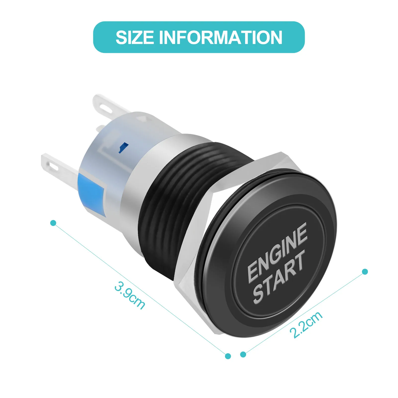 12V wasserdichter Auto motors tart Druckknopf schalter Zünd starter Silber Edelstahl/Schwarz Zink Aluminium legierung