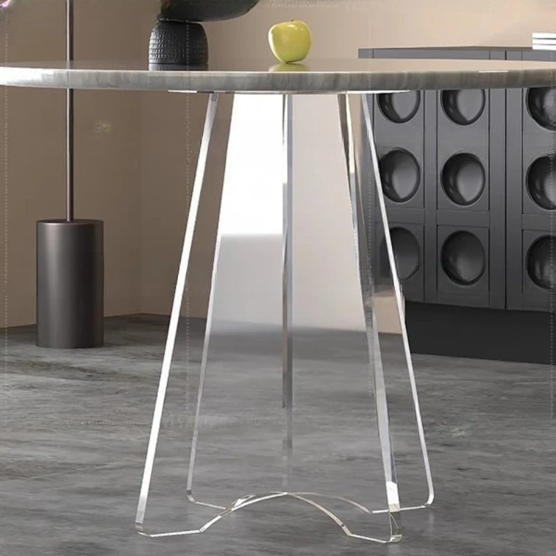 High transparency cross suspended acrylic table legs round table support tripod round rock slab dining table