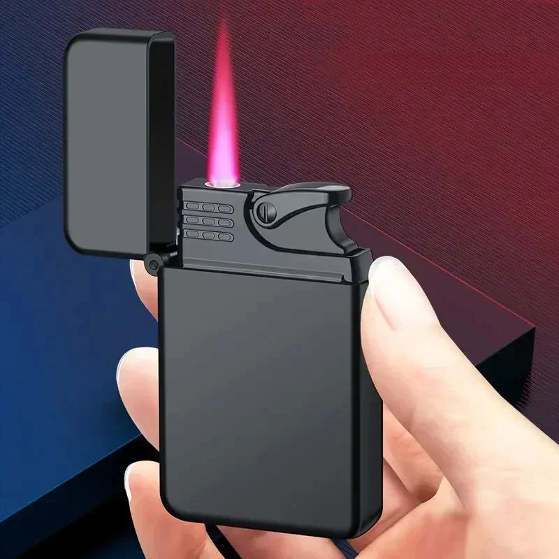 

2024 Square Metal Red Jet Flame Lighter Inflatable Butane Lighter Smoke Accessories Windproof Gas Lighters Gifts for Smokers