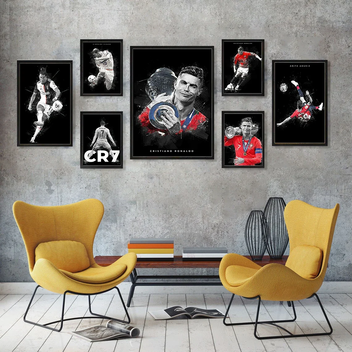 Football Star Athlete Cristiano Ronaldo Shooting Poster Office Living Room Photo Wall Decoration Canvas Spray Painting