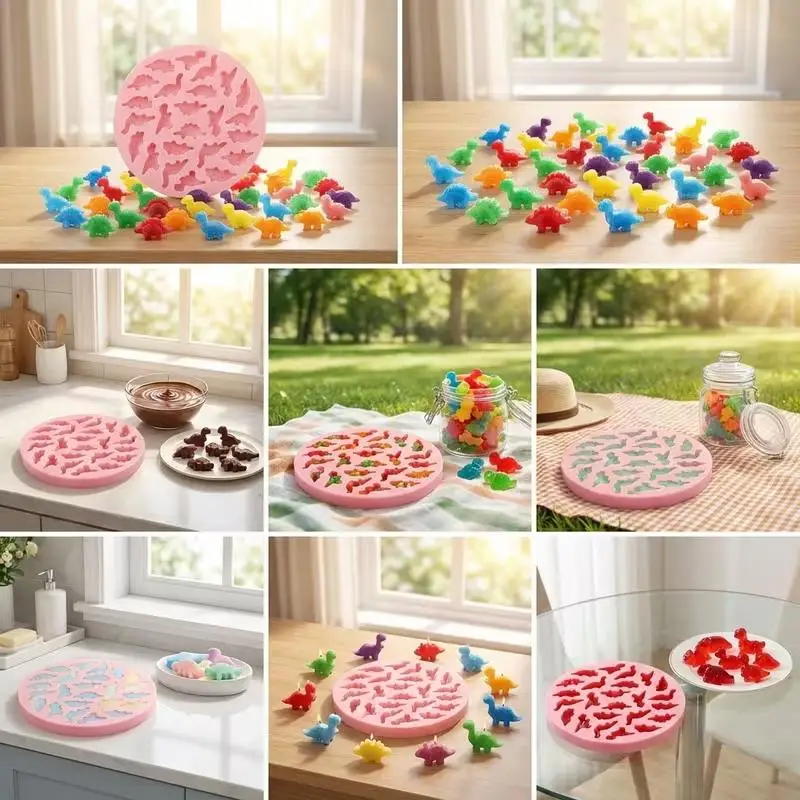 Dinosaur Silicone Mould 3D Cute Dinosaur Shape Fondant Cake Chocolate Mold for Kids DIY Baking Party Decorations