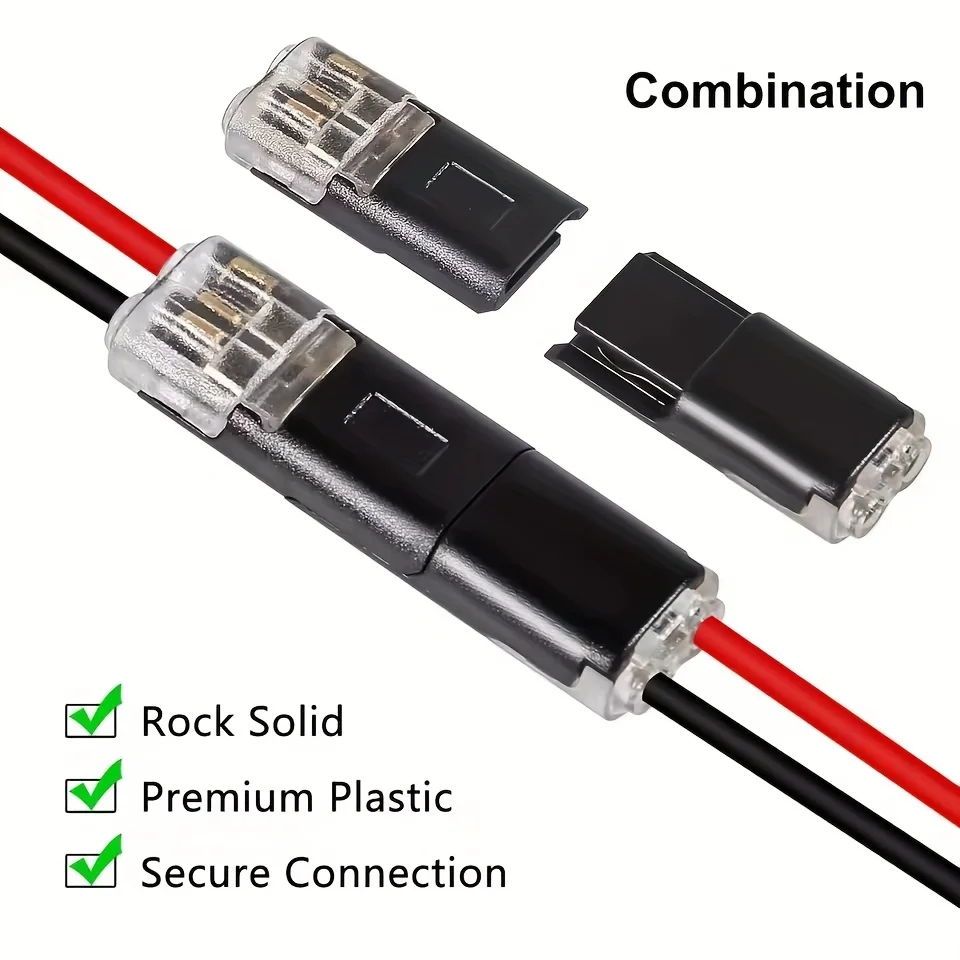 40/60/70/80/100PCS H-Type MiniD2 Quick Connect Push-in Double Wire Locking Plug-in Connector Terminal Insertion Clip Connector