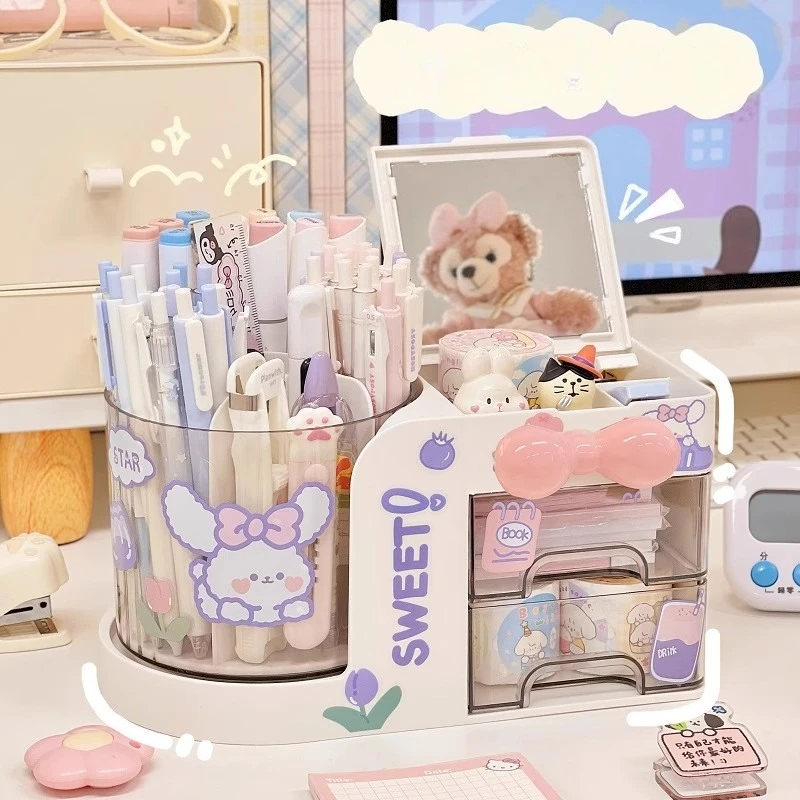 Desktop Pen Holder Storage Box, Cute Multi-functional Desk Finishing Shelf, Pen Holder Storage Tank, Office Study Table