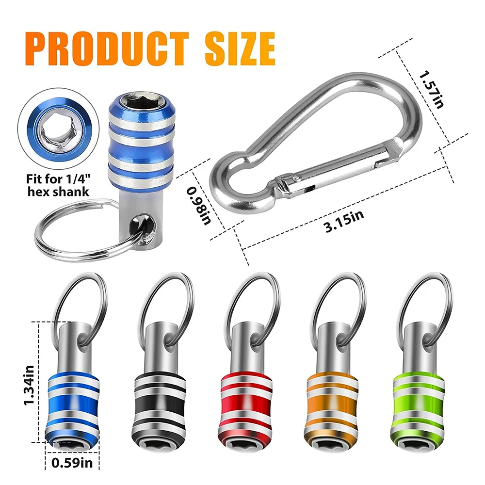 

J1UL1N 10PCS 1/4 Inch Hex Shank Screwdriver Bits Holder Extension Bar Keychain Screw Adapter Drill Drill Bits Holder (5 Colors)